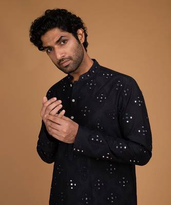 Blackish blue mirror kurta set 4
