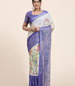 Coral-2-Royalblue   Printed Chiffon Art Sik Saree