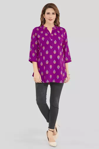  rayon printed short kurti