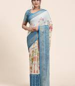 Coral-2-Firozi   Printed Chiffon Art Sik Saree