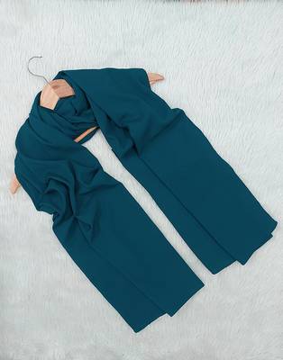 Ana light weight soft poly crinkle teal blue hijab 1