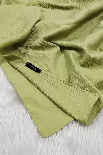 Ana light weight soft poly crinkle pista green hijab