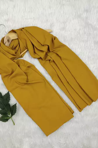 Ana light weight soft poly crinkle mustard hijab