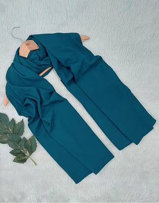 Ana light weight soft poly crinkle teal blue hijab 4