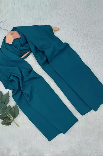 Ana light weight soft poly crinkle teal blue hijab