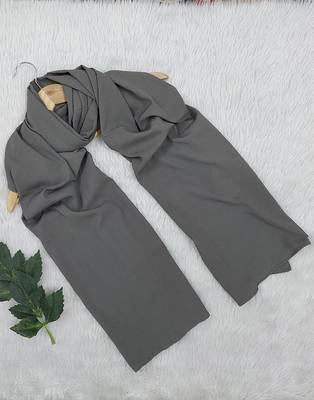 Ana light weight soft poly crinkle grey hijab 3