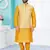 dupion silk yellow kurta pajama with golden jacket set