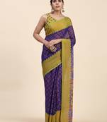 Bs-3Leaf-N.Blue   Printed Chiffon Art Sik Saree