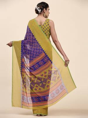 Bs-3Leaf-N.Blue   Printed Chiffon Art Sik Saree 2