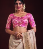 Pink Cotton Blouse With Zari Woven for Occasions