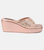 AZ Footwear Rose Gold Hand Crafted 3 Inches Heels Sandal for Wedding, Office & Party