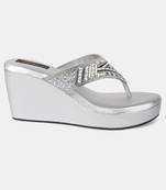 AZ Footwear Silver Hand Crafted 2.5 Inches Heels Sandal for Wedding, Office & Party