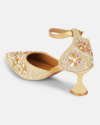 AZ Footwear Red Hand Crafted 2.5Inches Designer Heels Sandal Shes for Wedding, Office & Party 2