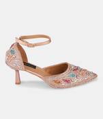 AZ Footwear Rose Gold Hand Crafted 2.5 Inches Designer Heels Sandal Shoes for Wedding, Office & Party