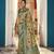Chikoo color digitally printed silk saree with blouse