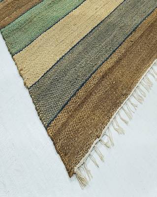 Multicolored Jute Pitloom Plain Carpet by Carpet Plus 1