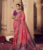 Magenta color jacquard weaving dola silk designer saree with blouse