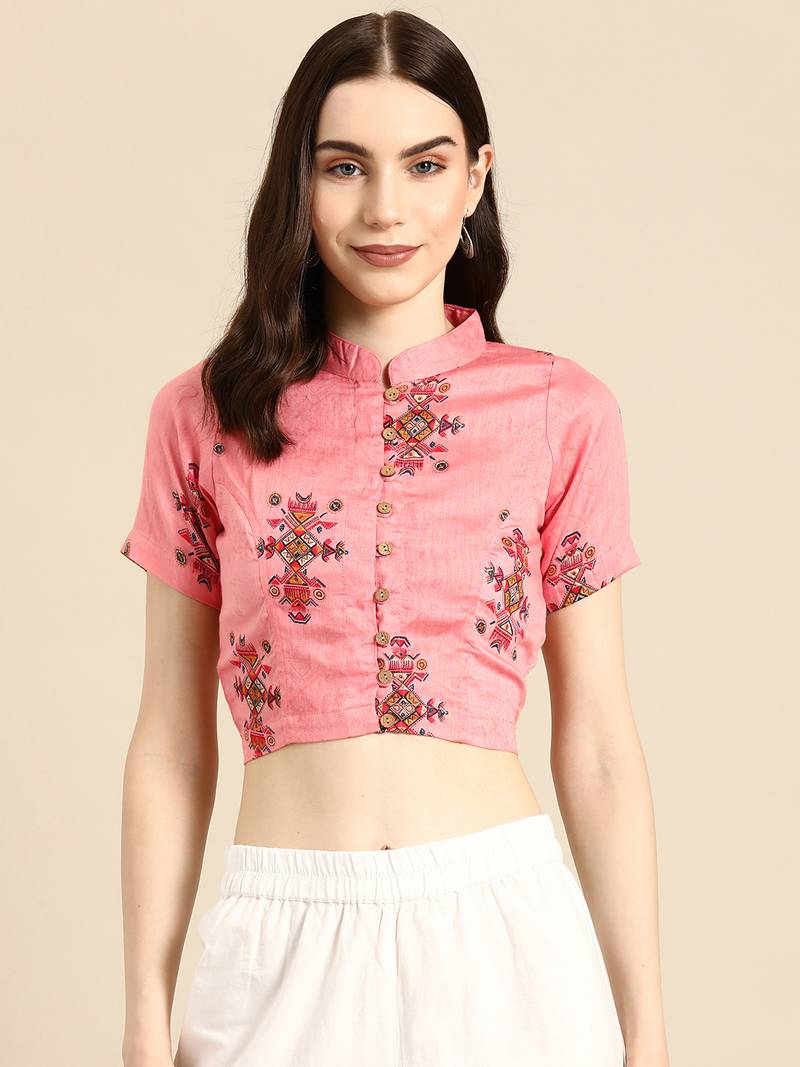 Printed Cotton Sleeveless Blouse