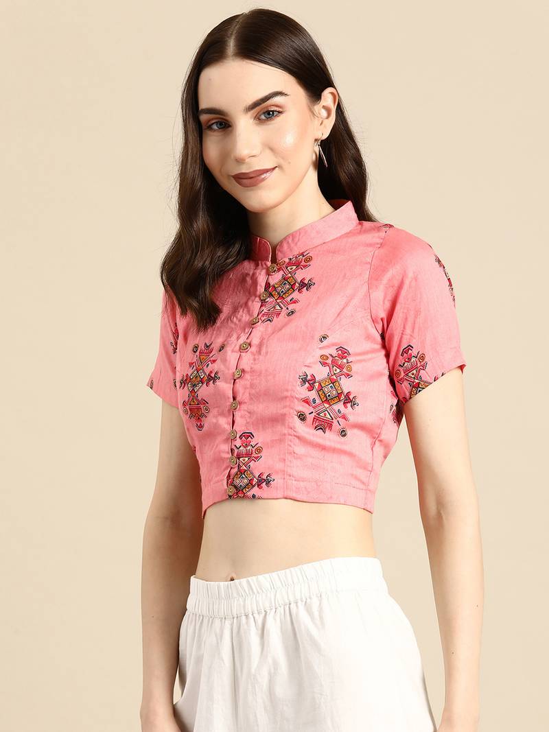 Printed Cotton Sleeveless Blouse