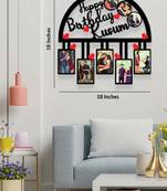 PrintStory Personalized Happy Birthday with Name Arc Shape Wall Hanging Photo Frame with 8 Favorite Pictures.