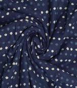 Blue With White Dotted Printed Dabu Cotton Print Unstitched Fabric Material- 2.5 Meter