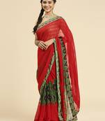 Laxmipati Chiffon Multicolor Saree With Trendy Border And Unstitched Blouse