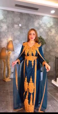 Navy Blue Aari & Stone Work stitched Net Designed Kaftan Party Wear 1
