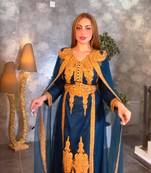 Navy Blue Aari & Stone Work stitched Net Designed Kaftan Party Wear