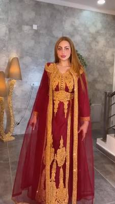 Maroon Aari & Stone Work stitched Net Designed Kaftan Party Wear 3