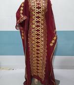 Maroon Aari & Stone Work stitched Net Designed Kaftan Party Wear