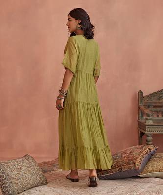 Green flower embroidery tunic 3