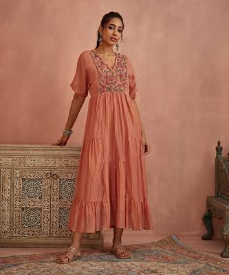 Blush flower embroidery tunic 1