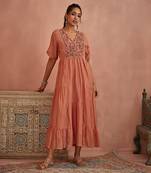 Blush flower embroidery tunic