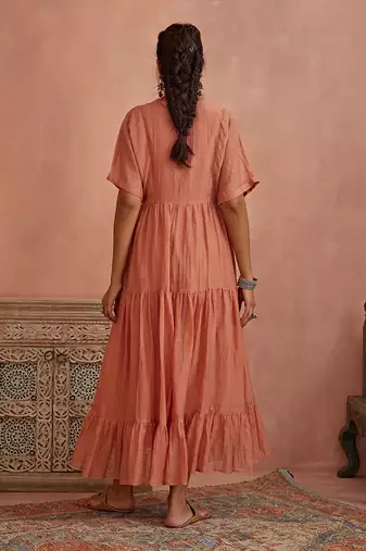 Blush flower embroidery tunic