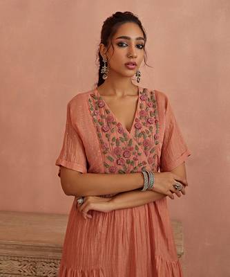 Blush flower embroidery tunic 4