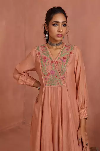 Blush multi thread emroidery angrakha tunic