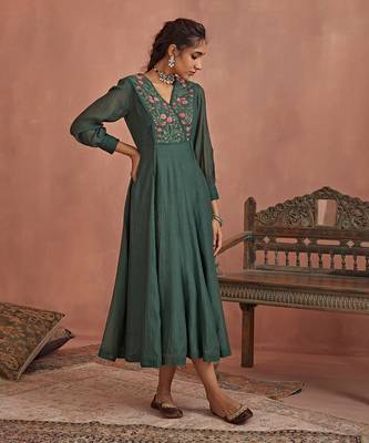 Teal multi thread emroidery angrakha tunic 3
