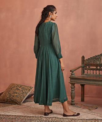 Teal multi thread emroidery angrakha tunic 4