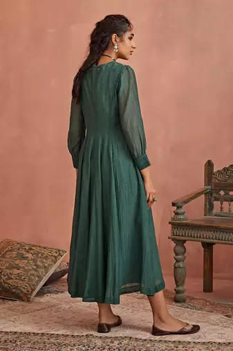 Teal multi thread emroidery angrakha tunic
