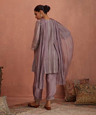 Mauve gota stripes kurta set 3