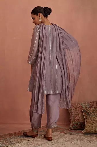 Mauve gota stripes kurta set