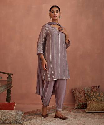 Mauve gota stripes kurta set 4