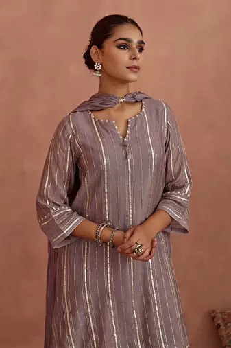 Mauve gota stripes kurta set