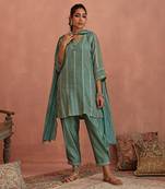 Mint blue gota stripes kurta set
