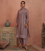 Mauve flower lace kurta set