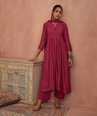 Magenta a line kurta set 1