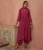 Magenta a line kurta set
