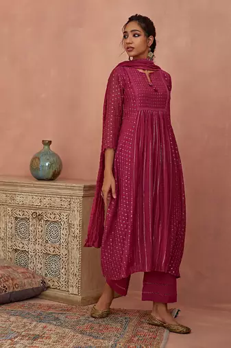 Magenta a line kurta set