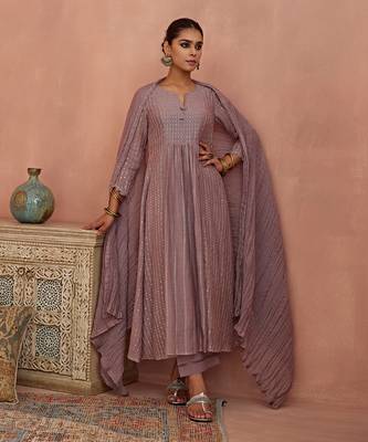 Mauve a line kurta set 2