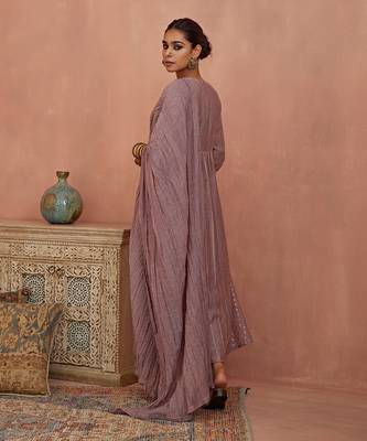 Mauve a line kurta set 3
